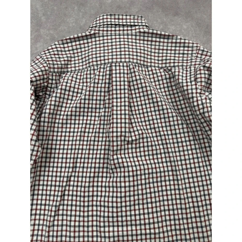 Ralph Lauren Kids Plaid Button Down Shirt Cream Burgundy Navy Size 5 YTL6-313